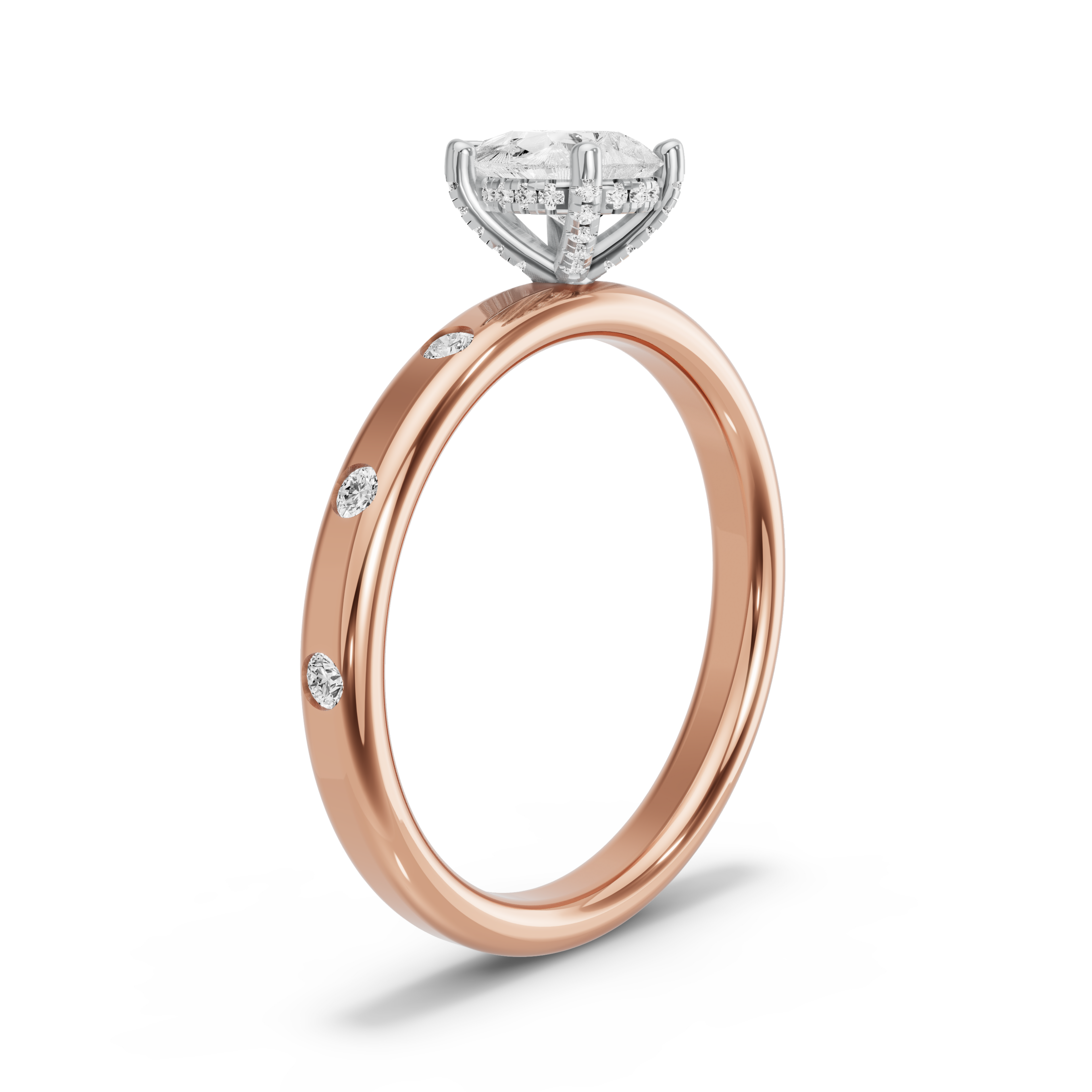Image for pear-pave-basket-ring-with-sleek-accent-band-in-18k-two-tone-rose-gold