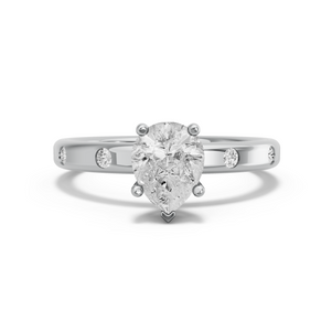 Image for Pear Pave Basket Ring with Sleek Accent band in 950 Platinum