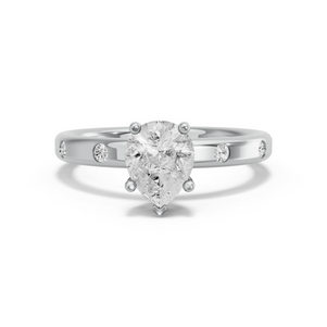Image for Pear Pave Basket Ring with Sleek Accent band