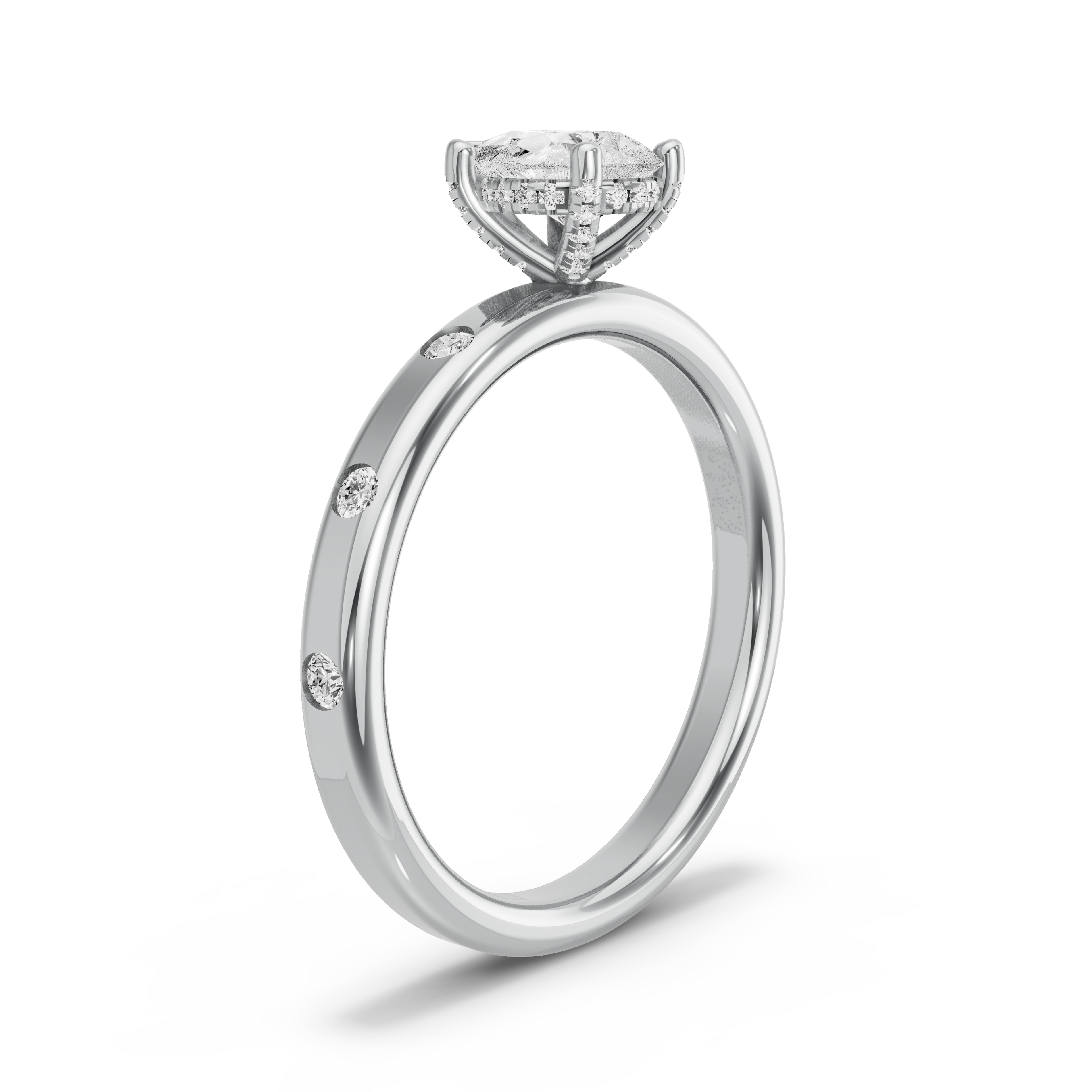 Image for pear-pave-basket-ring-with-sleek-accent-band-in-10k-white-gold