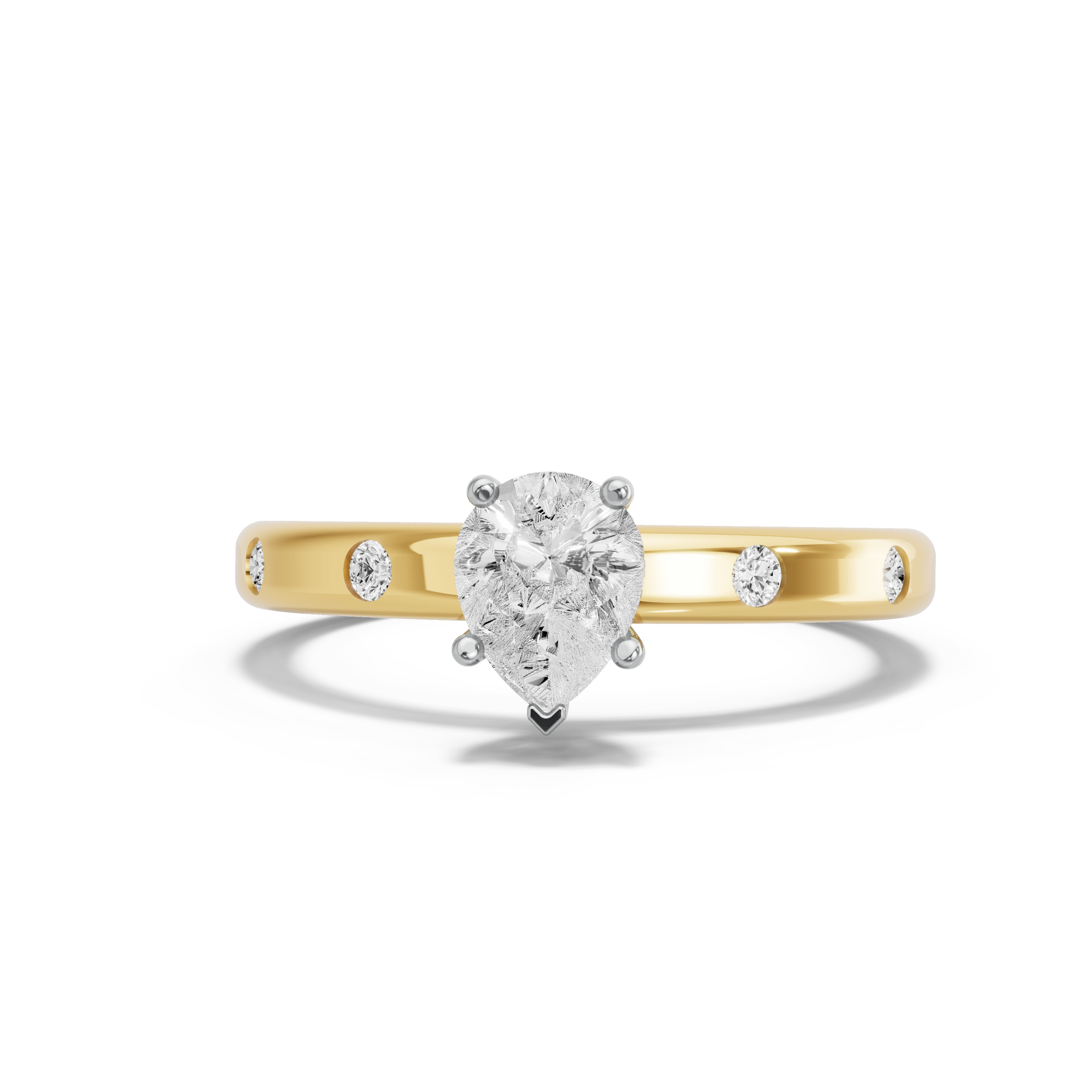 Image for pear-pave-basket-ring-with-sleek-accent-band-in-14k-two-tone-yellow-gold