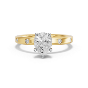 Image for Pear Pave Basket Ring with Sleek Accent band