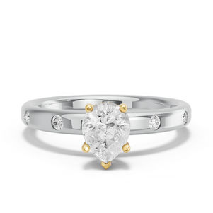 Image for Pear Pave Basket Ring with Sleek Accent band