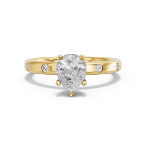 Image for Pear Pave Basket Ring with Sleek Accent band