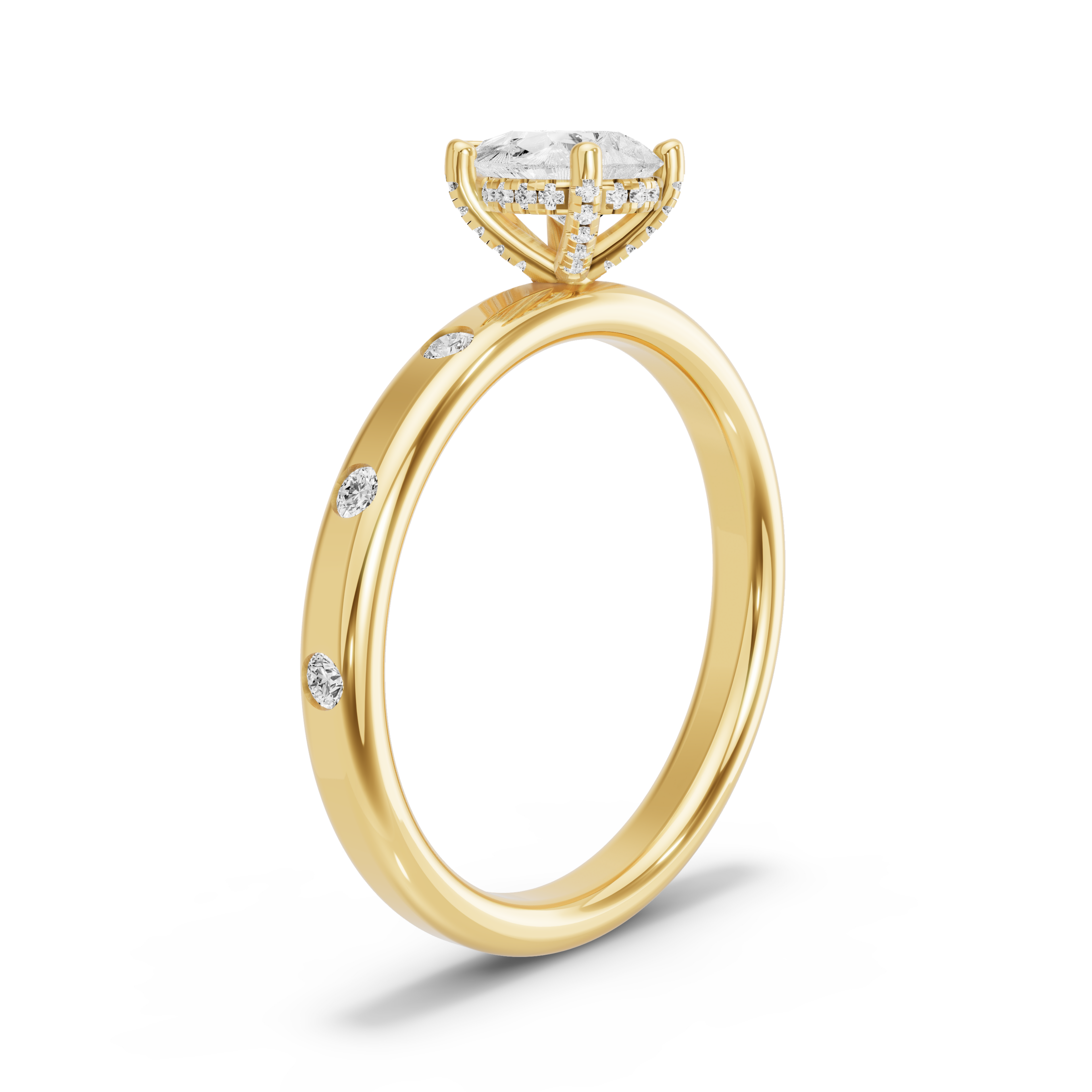 Image for pear-pave-basket-ring-with-sleek-accent-band-in-18k-yellow-gold