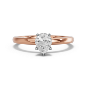 Image for Pear Pave Basket Ring with Solitaire band in 14K Two Tone Rose Gold