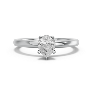 Image for Pear Pave Basket Ring with Solitaire band in 14K White Gold