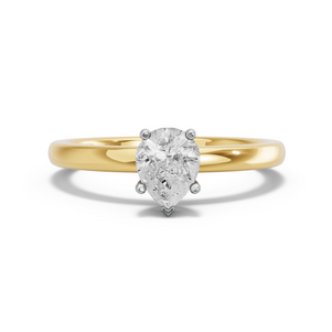 Image for Pear Pave Basket Ring with Solitaire band in 14K Two Tone Yellow Gold