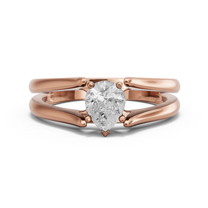Image for Pear Pave Basket Ring with Split Ring Solitaire band in 18K Rose Gold