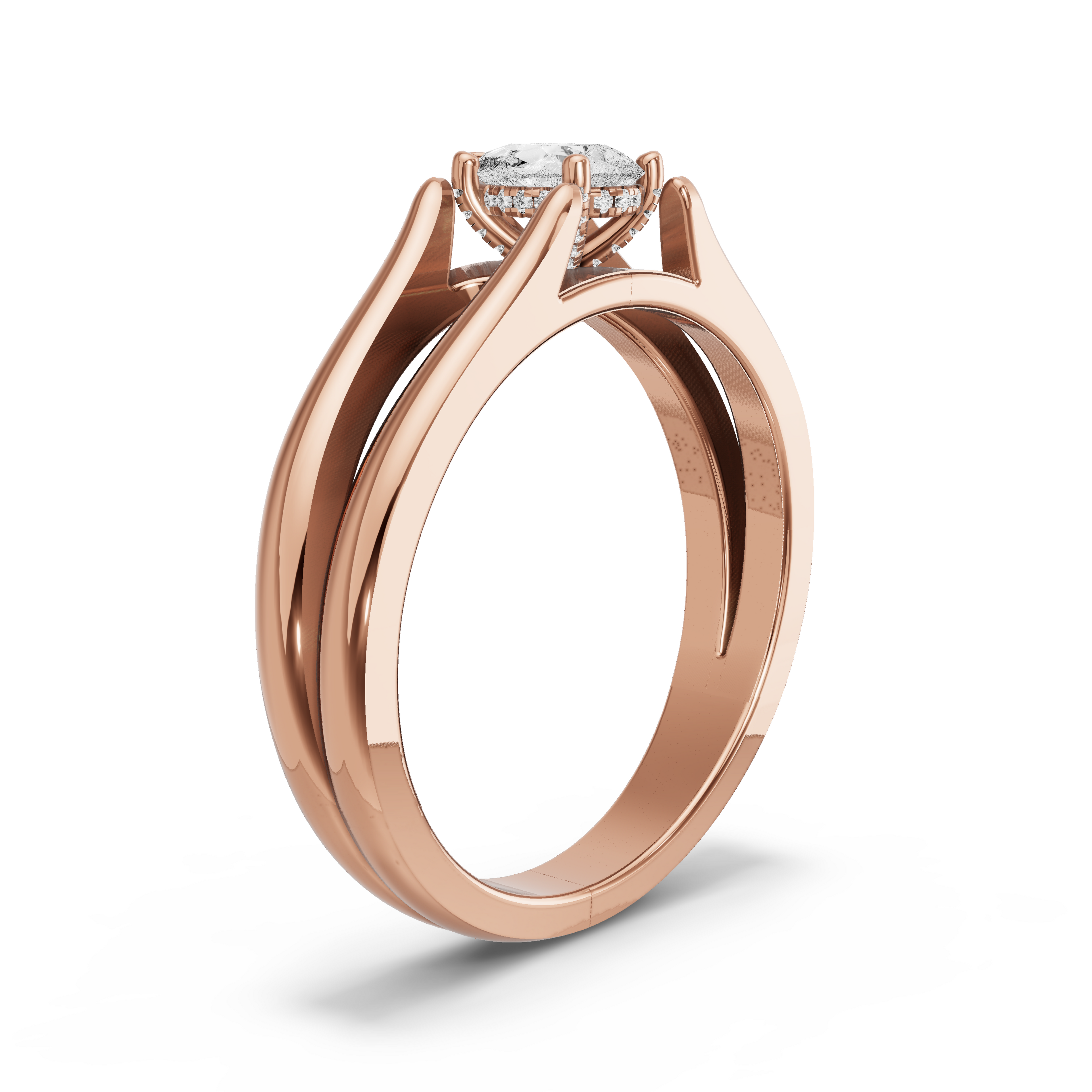 Image for pear-pave-basket-ring-with-split-ring-solitaire-band-in-18k-rose-gold