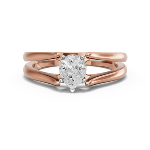 Image for Pear Pave Basket Ring with Split Ring Solitaire band