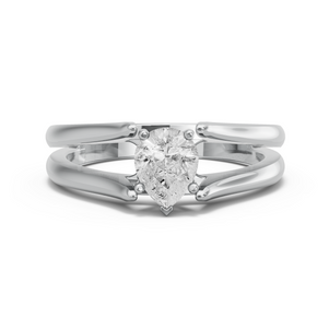 Image for Pear Pave Basket Ring with Split Ring Solitaire band in 950 Platinum