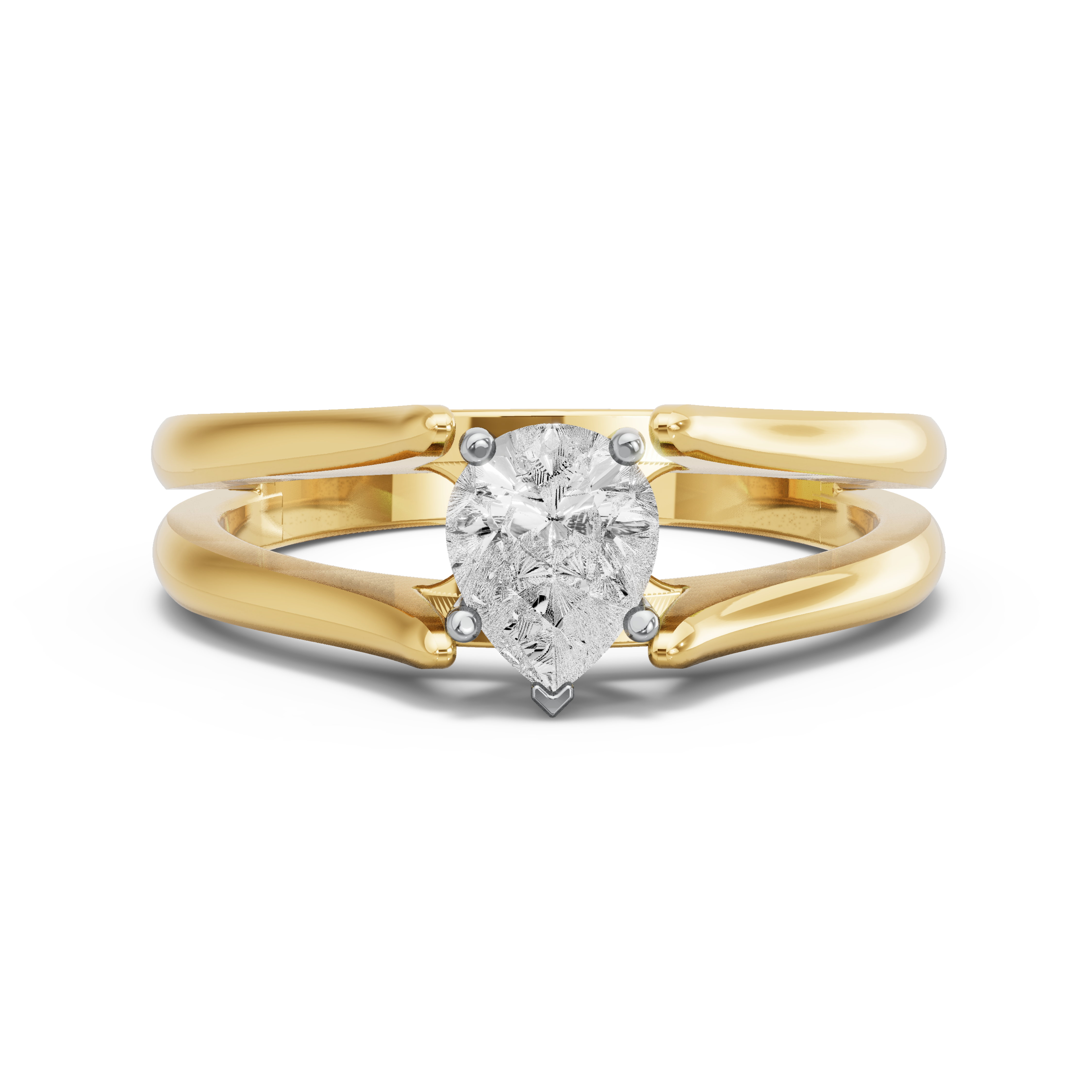 Pear Pave Basket Ring with Split Ring Solitaire band – Antiquecut