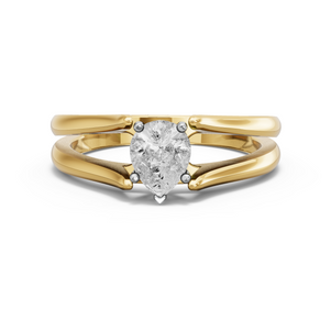 Image for Pear Pave Basket Ring with Split Ring Solitaire band