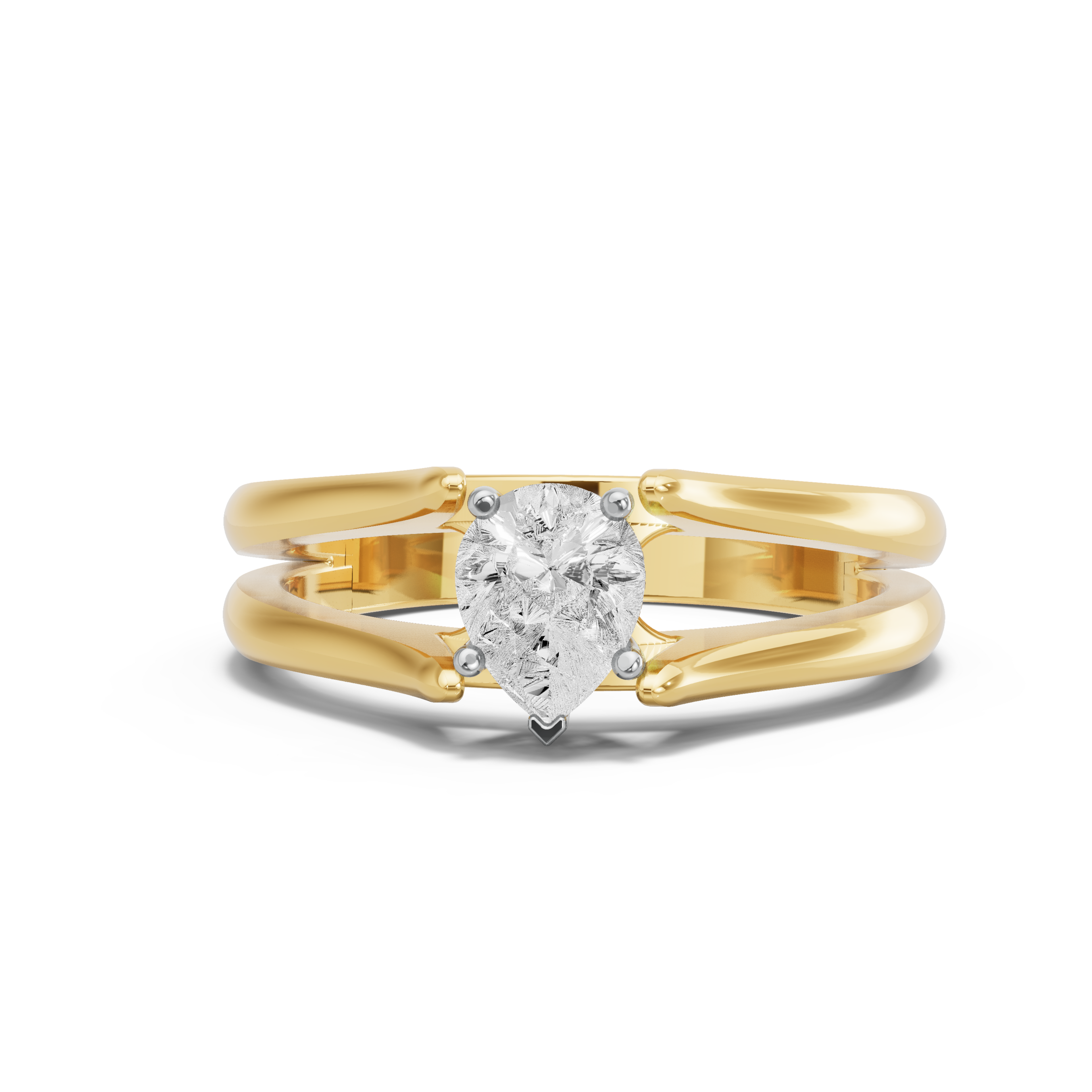 Image for pear-pave-basket-ring-with-split-ring-solitaire-band-in-14k-two-tone-yellow-gold