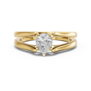 Image for Pear Pave Basket Ring with Split Ring Solitaire band