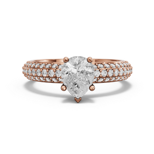 Image for Pear Pave Basket Ring with Triple Row Pave band in 14K Rose Gold