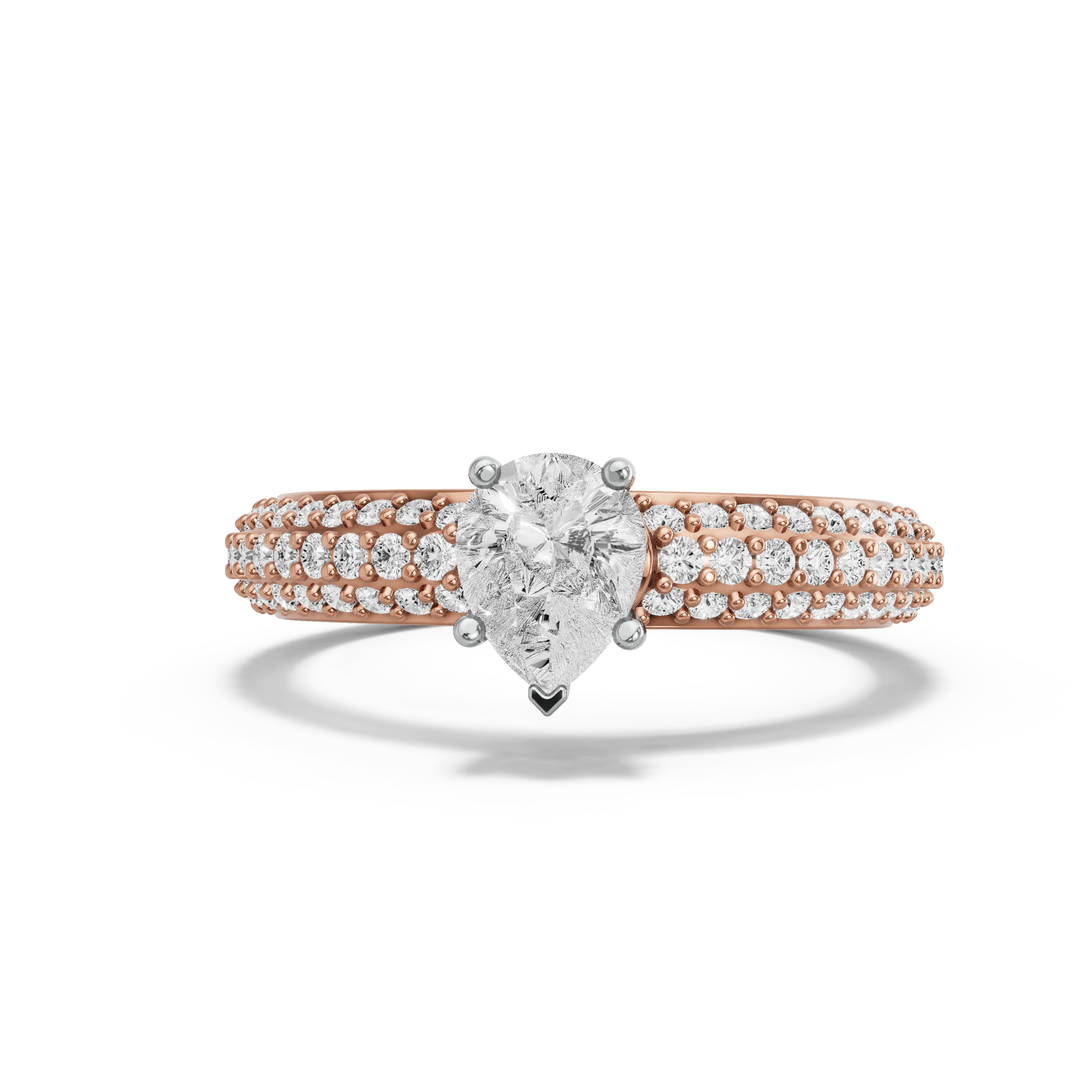 Image for pear-pave-basket-ring-with-triple-row-pave-band-in-18k-two-tone-rose-gold