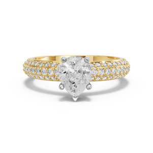 Image for Pear Pave Basket Ring with Triple Row Pave band