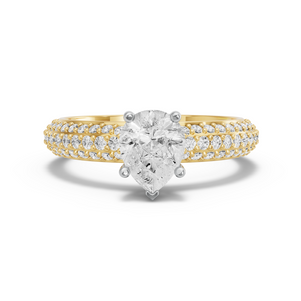 Image for Pear Pave Basket Ring with Triple Row Pave band in 10K Two Tone Yellow Gold