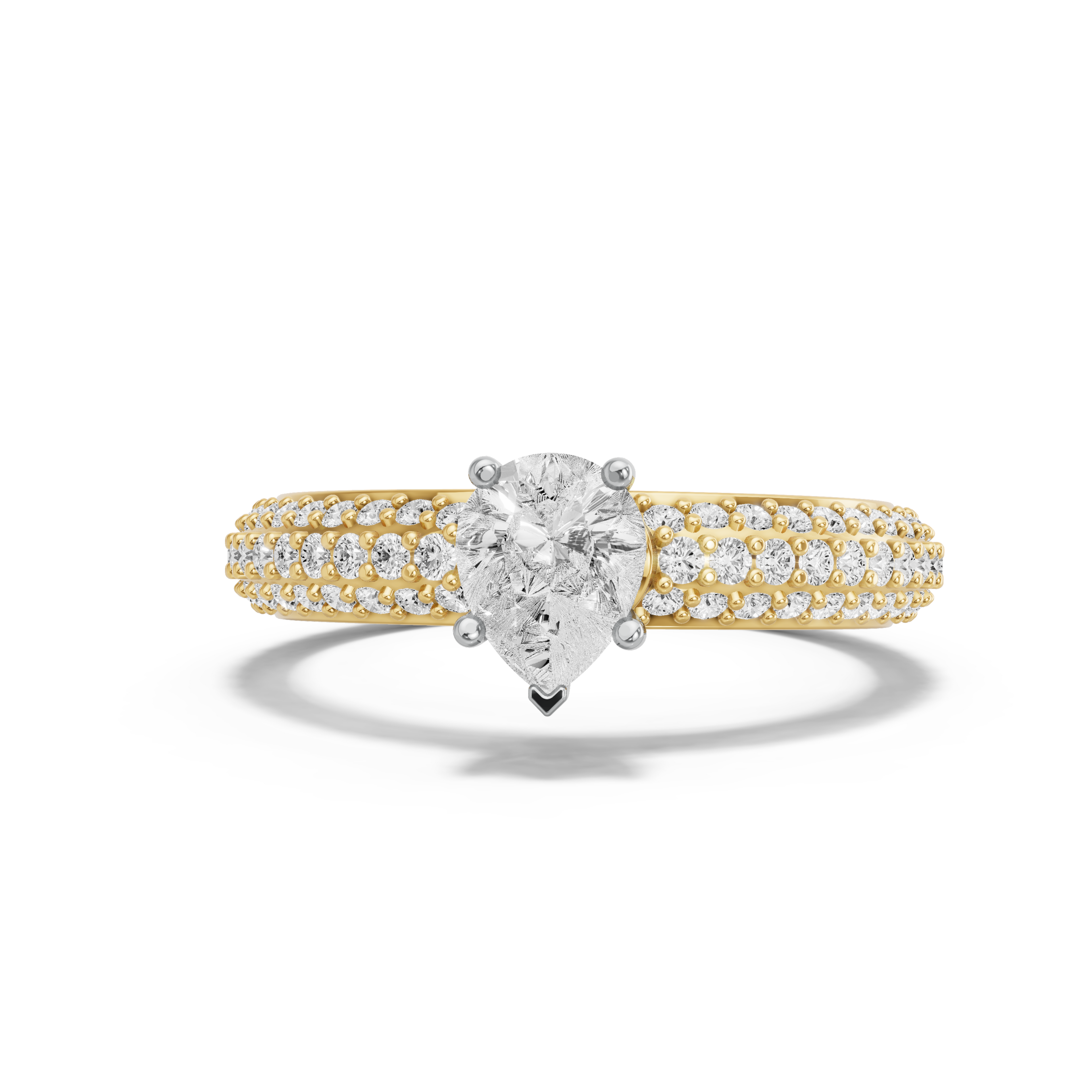 Image for pear-pave-basket-ring-with-triple-row-pave-band-in-18k-two-tone-yellow-gold