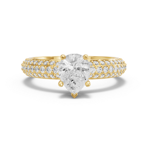 Image for Pear Pave Basket Ring with Triple Row Pave band in 18K Yellow Gold