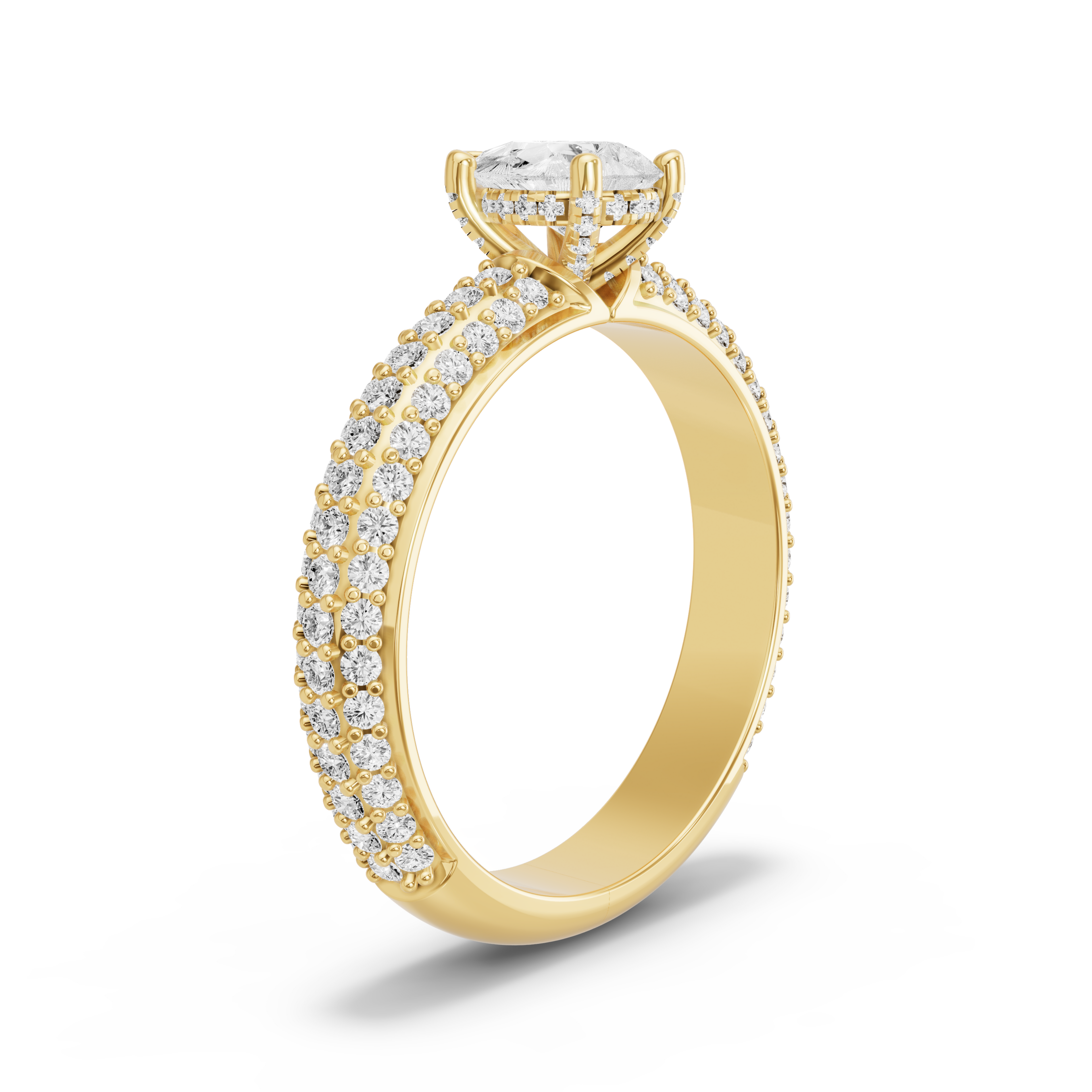 Image for pear-pave-basket-ring-with-triple-row-pave-band-in-14k-yellow-gold