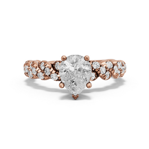 Image for Pear Pave Basket Ring with Twist Pave band in 18K Rose Gold