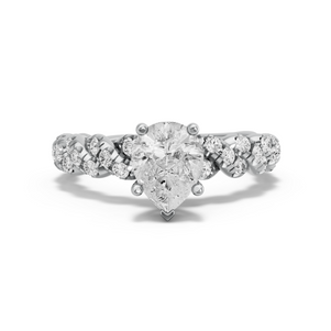 Image for Pear Pave Basket Ring with Twist Pave band in 18K White Gold