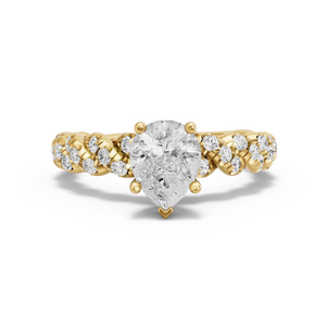 Image for Pear Pave Basket Ring with Twist Pave band in 14K Yellow Gold