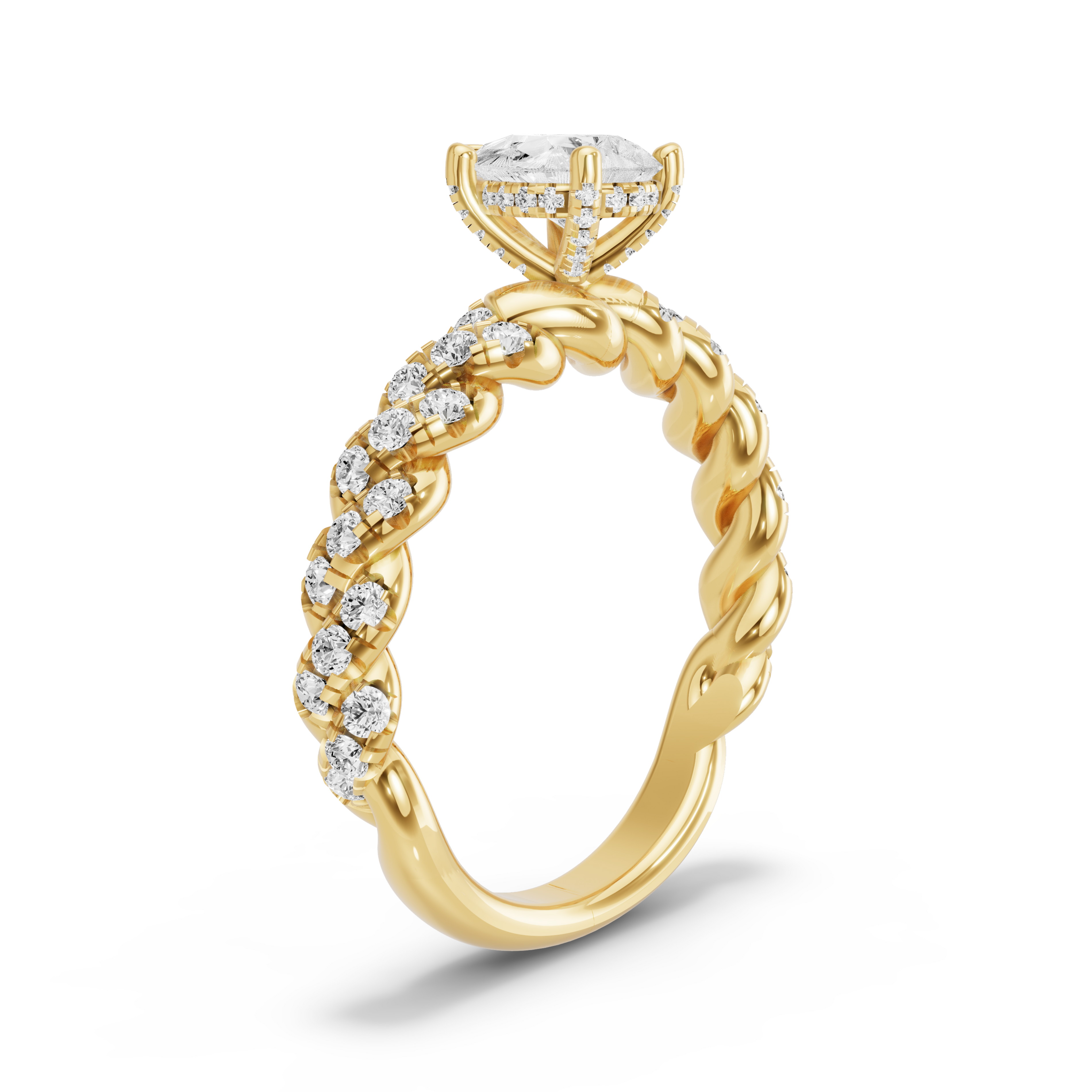 Image for pear-pave-basket-ring-with-twist-pave-band-in-10k-yellow-gold