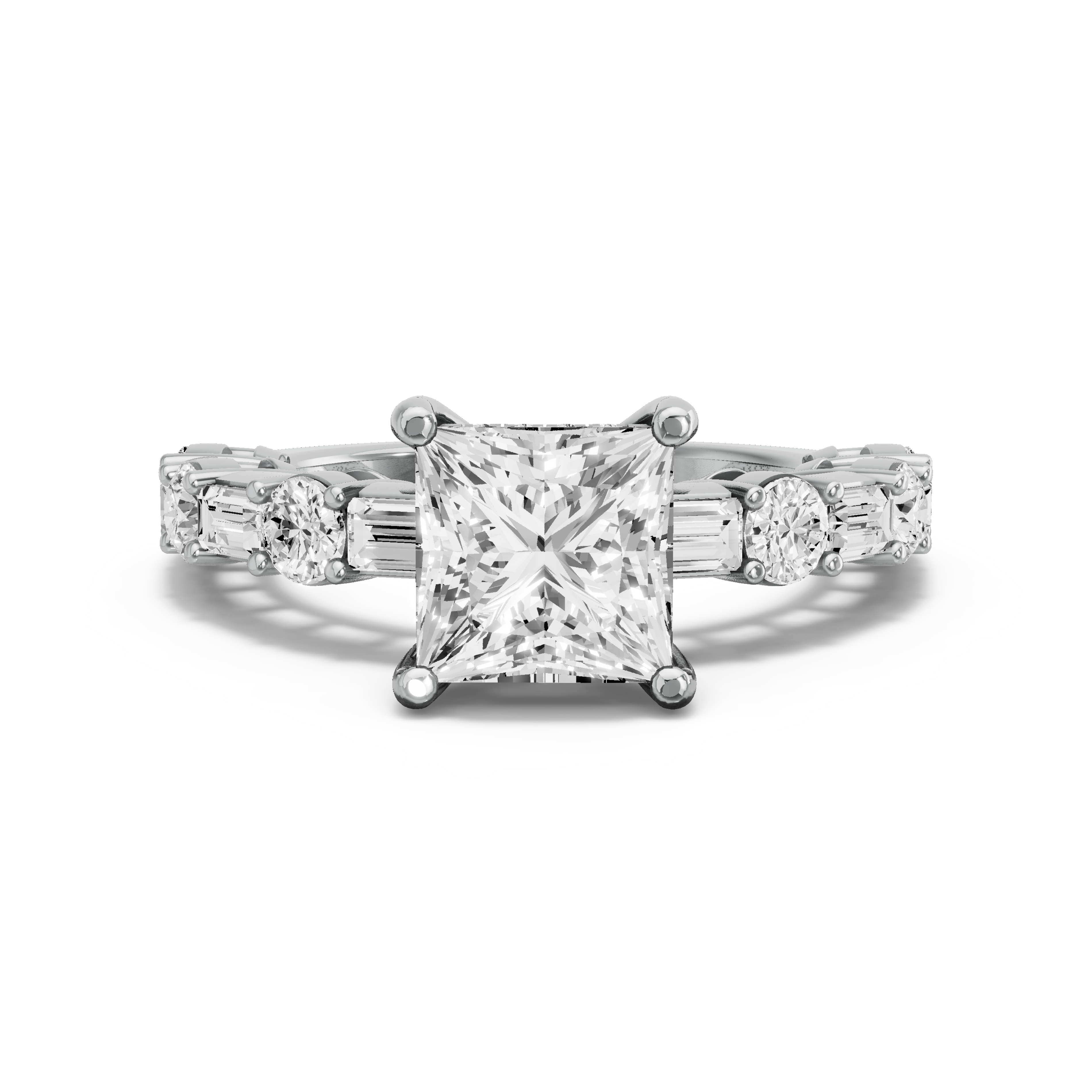 Image for Princess Lotus Basket Ring with Twist Pave band in 950 Platinum