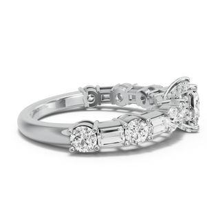 Image for Princess Pave Basket Ring with Alternating Baguette band