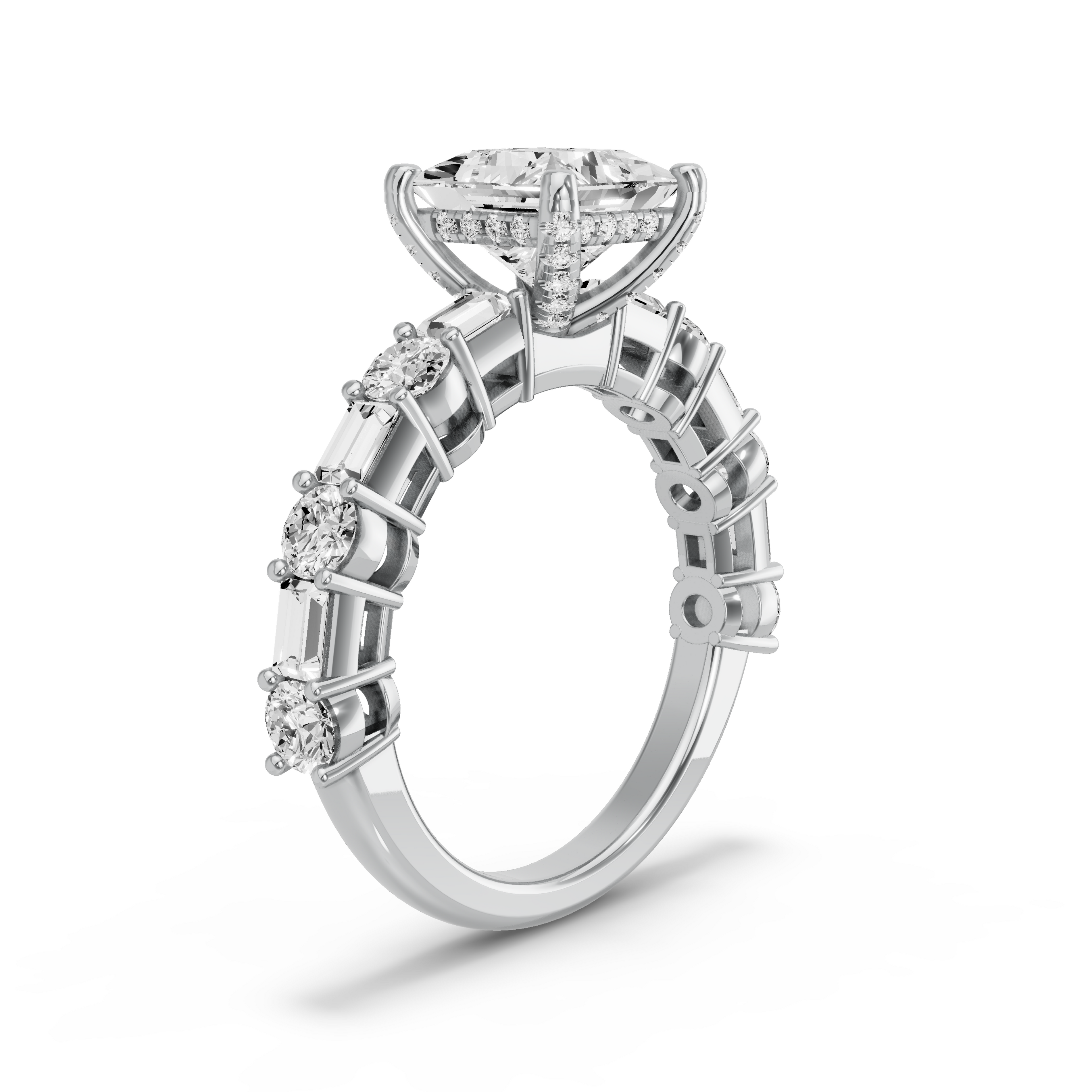 Image for Princess Lotus Basket Ring with Twist Pave band in 950 Platinum