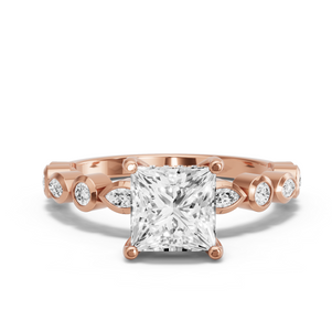 Image for Princess Pave Basket Ring with Alternating Marquise band