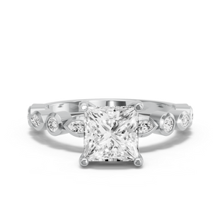 Image for Princess Pave Basket Ring with Alternating Marquise band