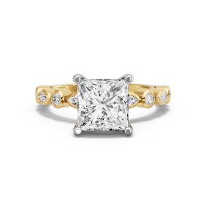 Image for Princess Pave Basket Ring with Alternating Marquise band