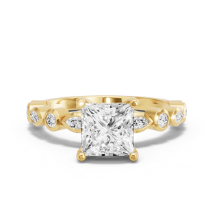 Image for Princess Pave Basket Ring with Alternating Marquise band