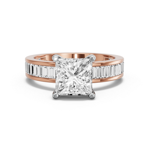 Image for Princess Pave Basket Ring with Baguette Channel band