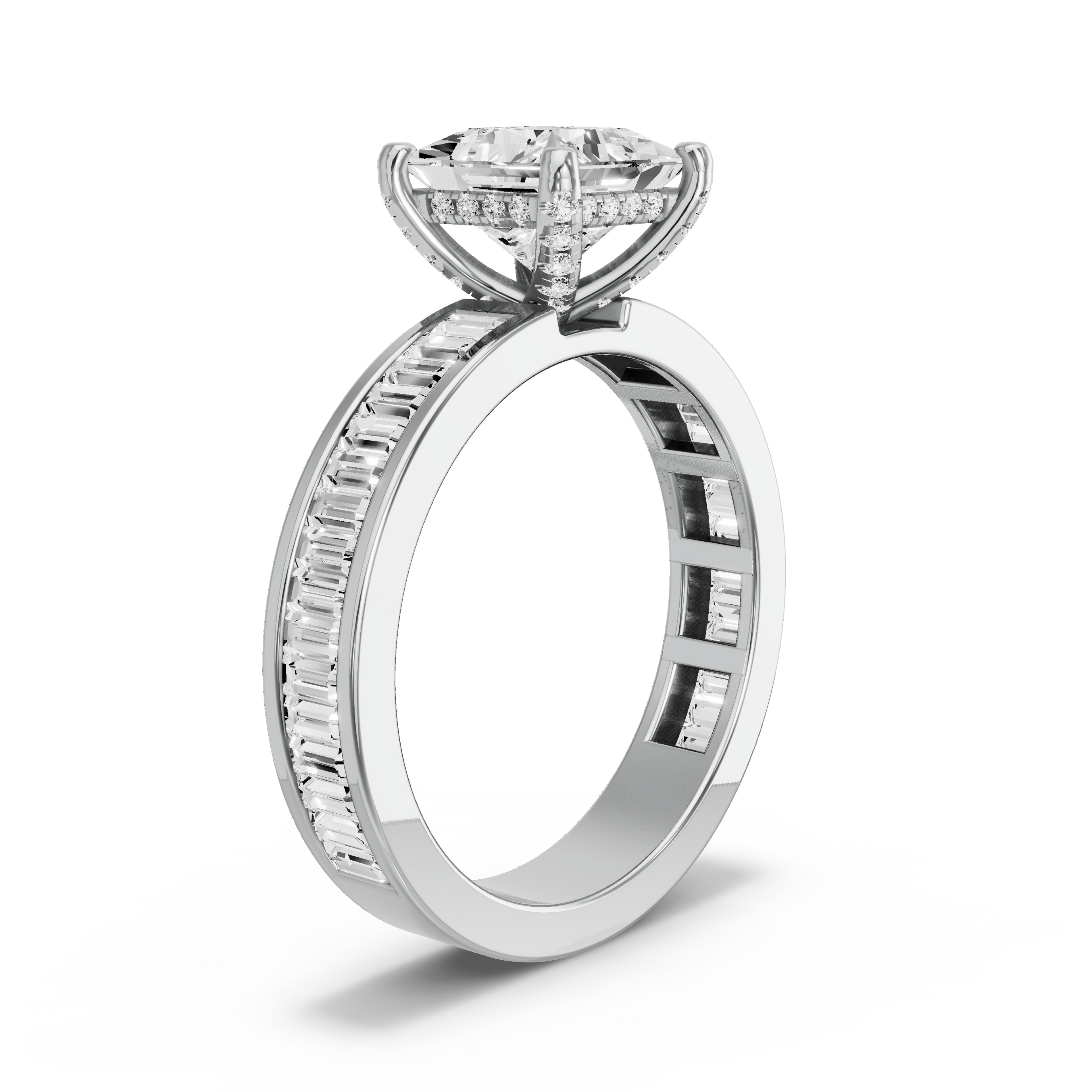 Image for Princess Pave Basket Ring with Alternating Marquise band in 950 Platinum