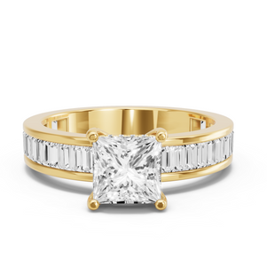 Image for Princess Pave Basket Ring with Baguette Channel band