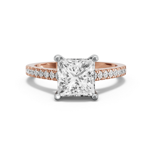 Image for Princess Pave Basket Ring with Cathedral Pave band