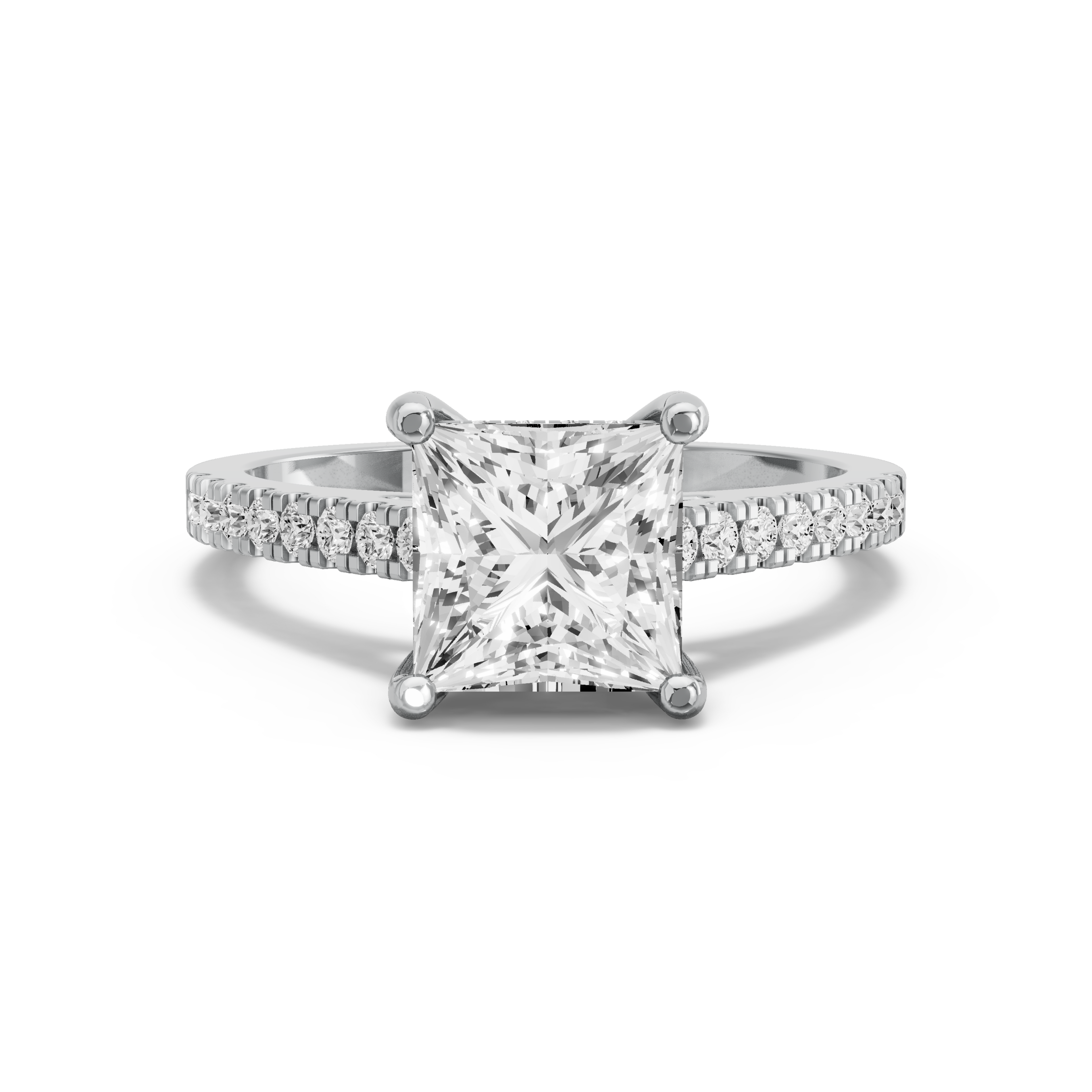 Image for Princess Pave Basket Ring with Cathedral Pave band in 10K Two Tone Rose Gold