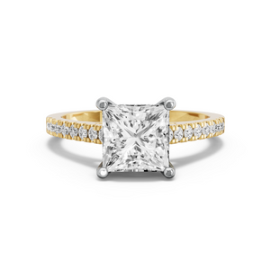 Image for Princess Pave Basket Ring with Cathedral Pave band