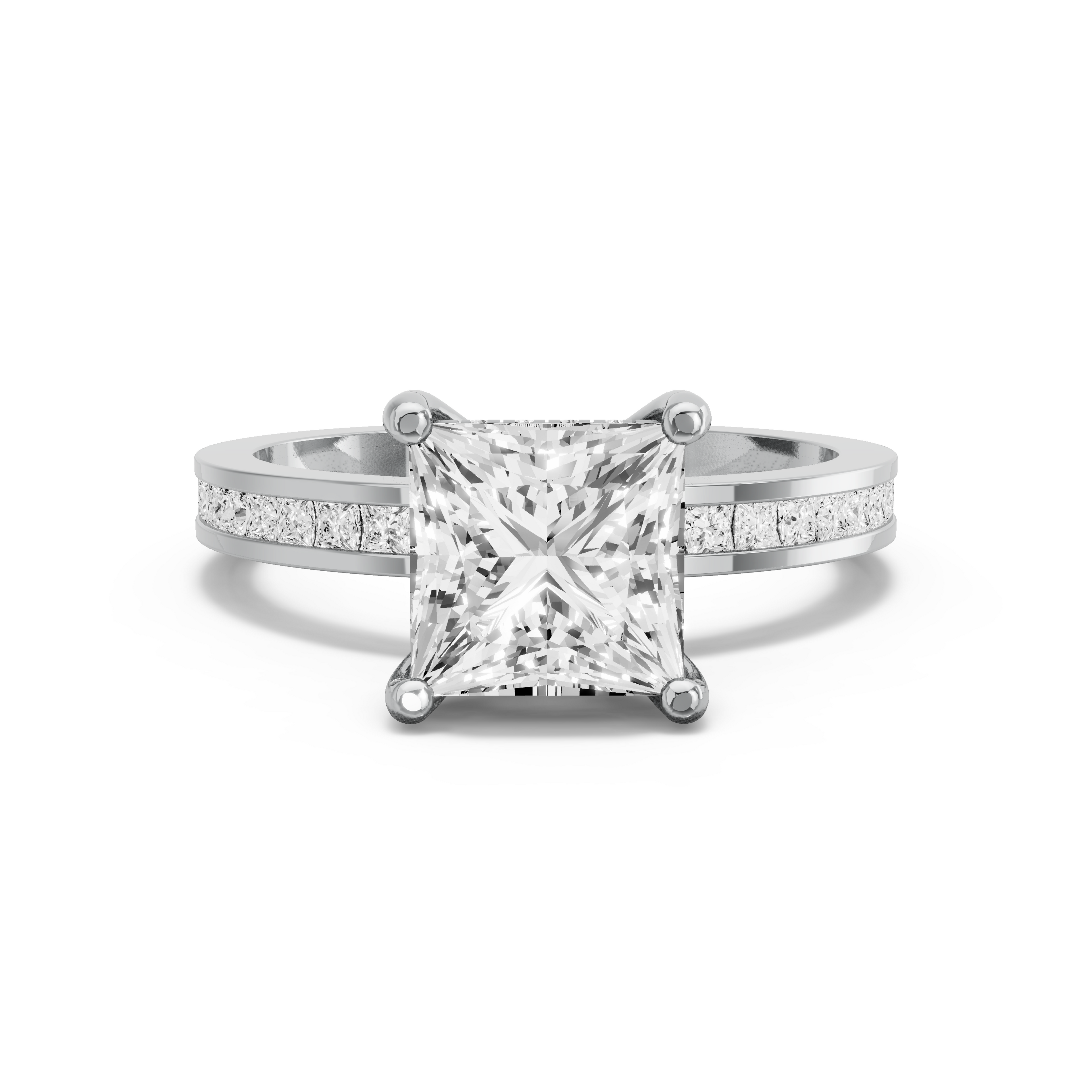 Image for Princess Pave Basket Ring with Channel band in 18K Two Tone Rose Gold