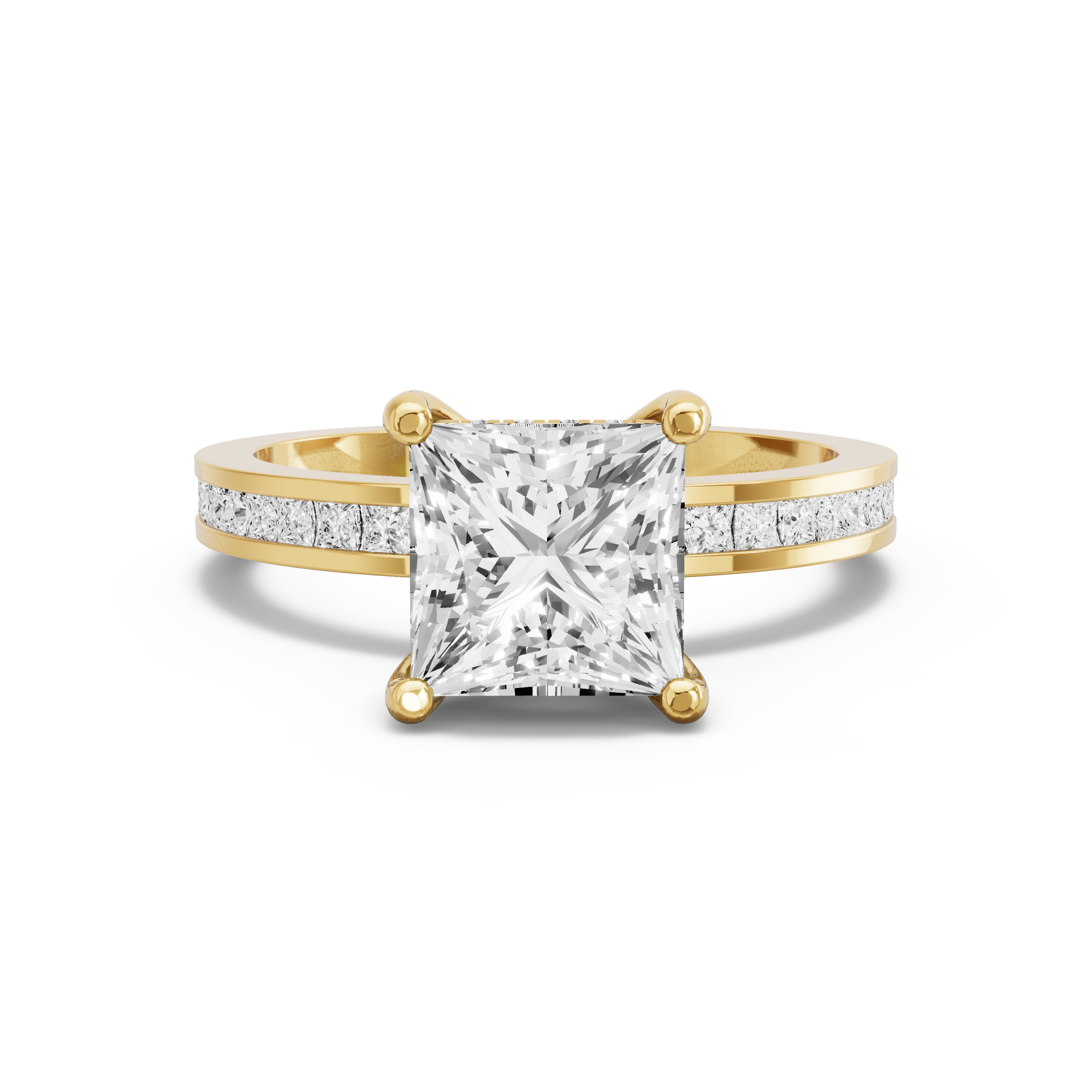 Image for Princess Pave Basket Ring with Channel band in 10K White Gold