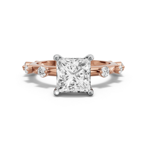 Image for Princess Pave Basket Ring with Floating Station band