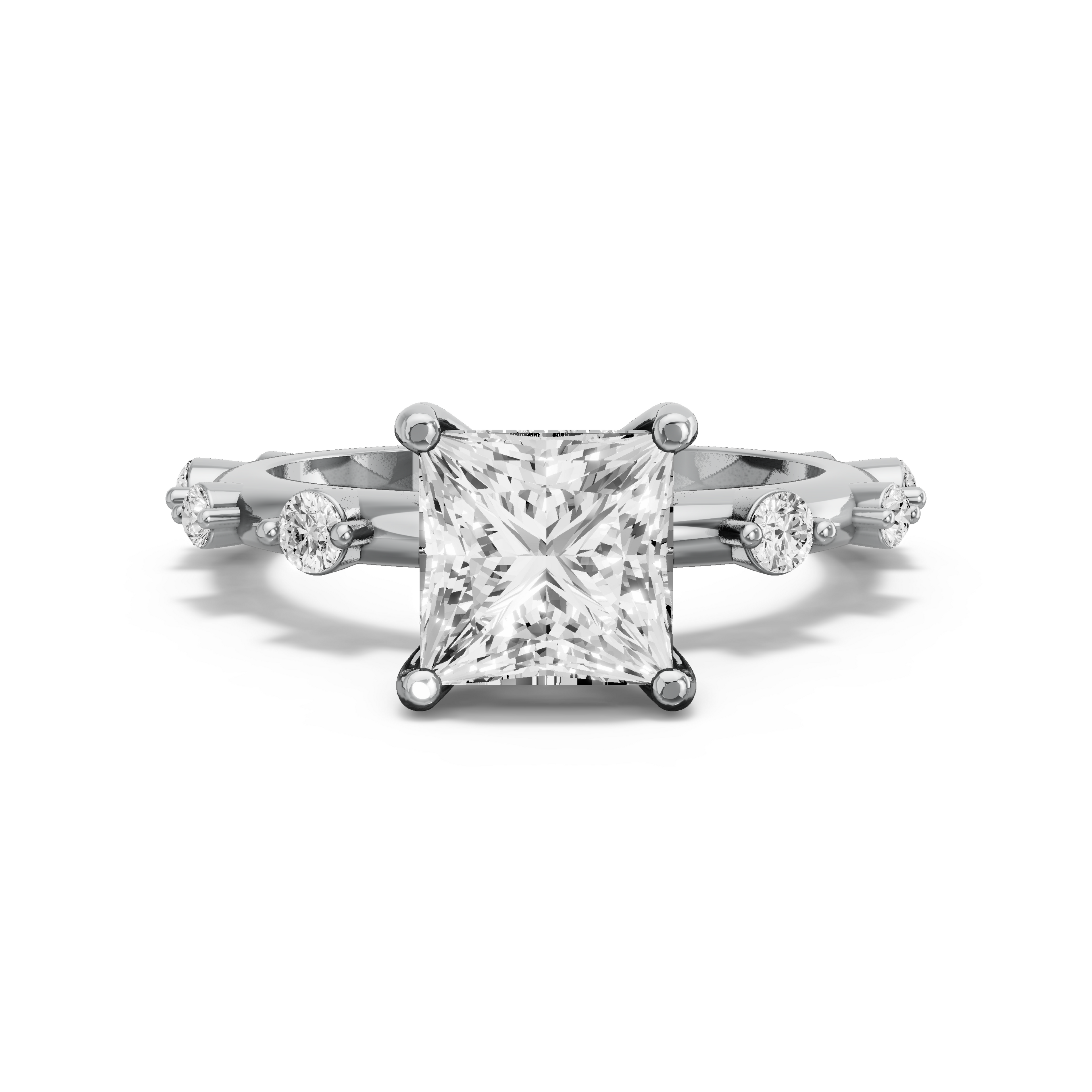 Image for Princess Pave Basket Ring with Channel band in 950 Platinum