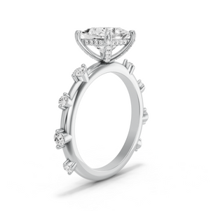 Image for Princess Pave Basket Ring with Floating Station band
