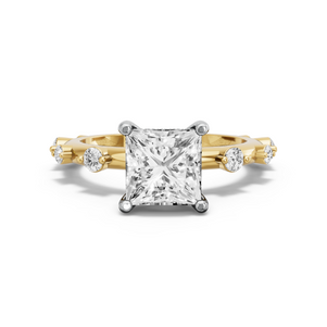 Image for Princess Pave Basket Ring with Floating Station band